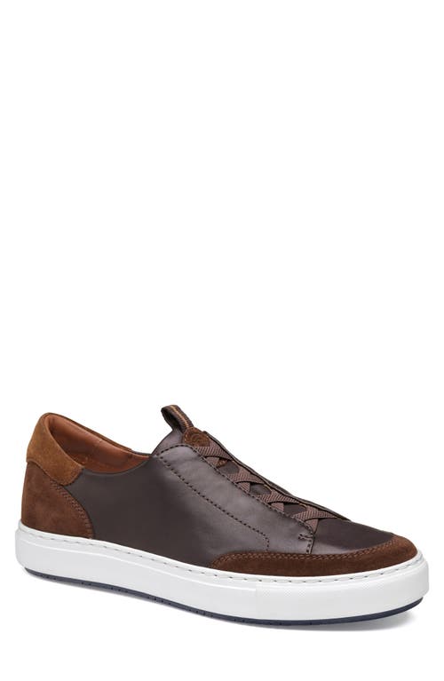 Johnston & Murphy Collection Anson Lace To Toe Sneaker In Dark Brown Sheepskin/suede