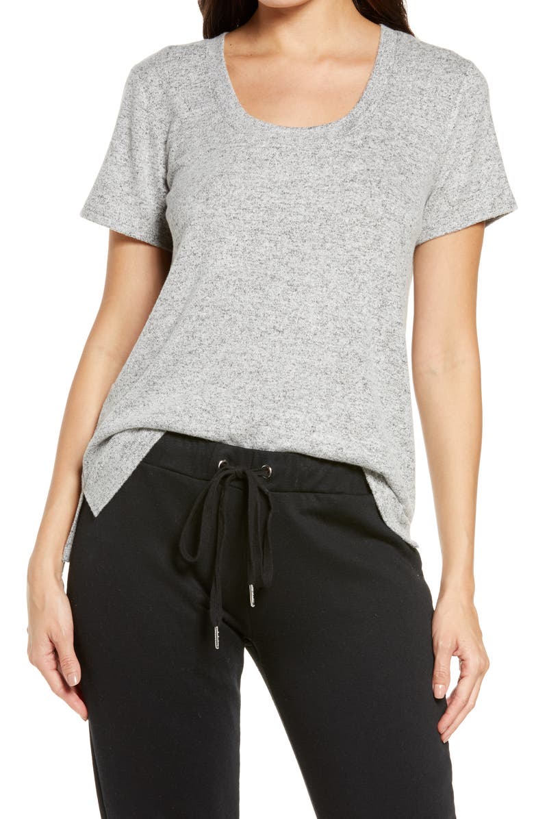 BP. Scoop Neck Hacci Knit Sleep T-Shirt, Main, color, GREY PEARL MARL