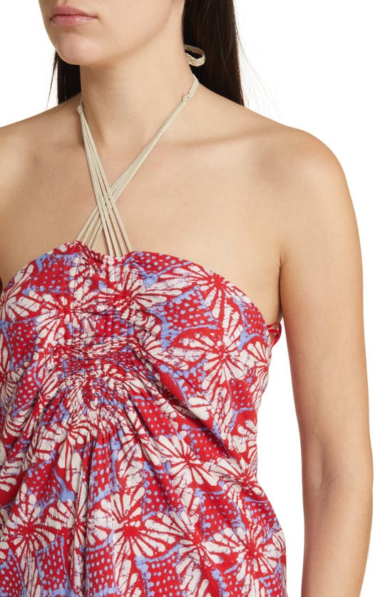 Shop Xirena Xírena Maya Floral Halter Neck Cotton Maxi Dress In Ruby Petal
