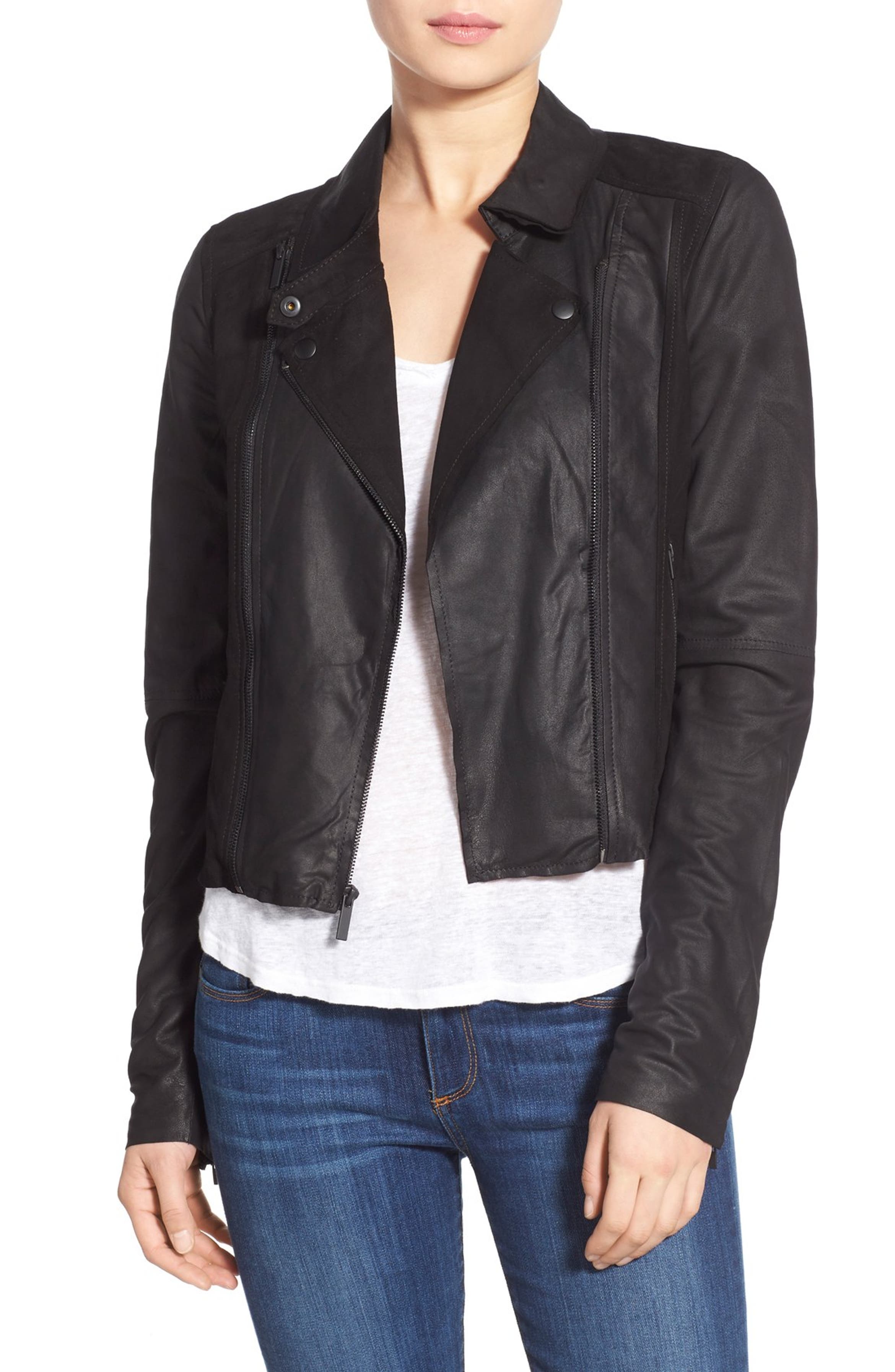 PAIGE 'Silvie' Suede & Leather Moto Jacket | Nordstrom