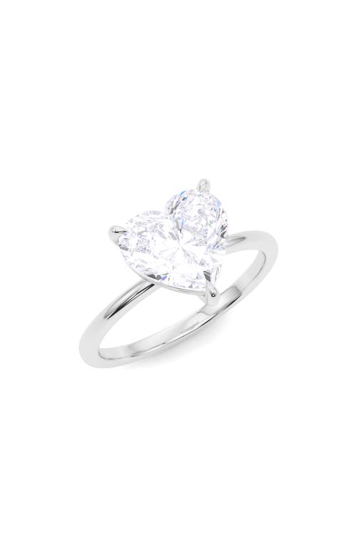 Hautecarat Heart Cut Lab Created Diamond 18k Gold Ring In 18k White Gold