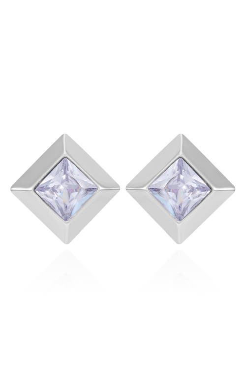 Vince Camuto Crystal Geometric Clip-on Stud Earrings In Silver Tone
