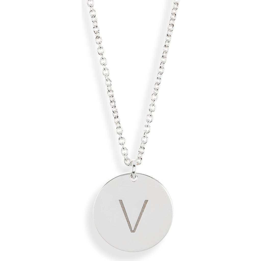 Meshmerise Initial Disc Pendant Necklace In White-v
