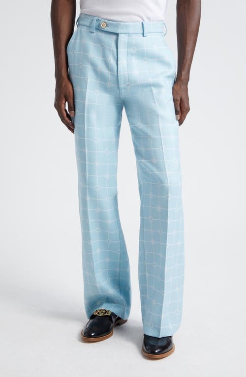 Casablanca Straight Leg Wool Blend Trousers Corydalis Blue at Nordstrom, Us