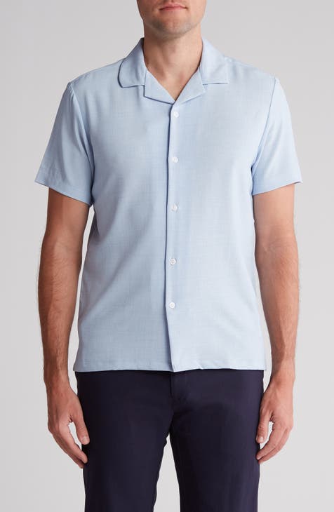 Mélange Short Sleeve Button-Up Camp Shirt