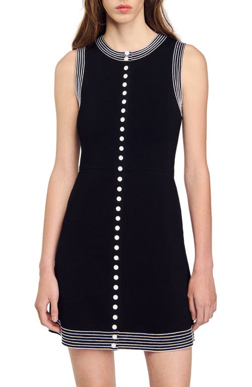 Shop Sandro Short Button-up Dress In Black