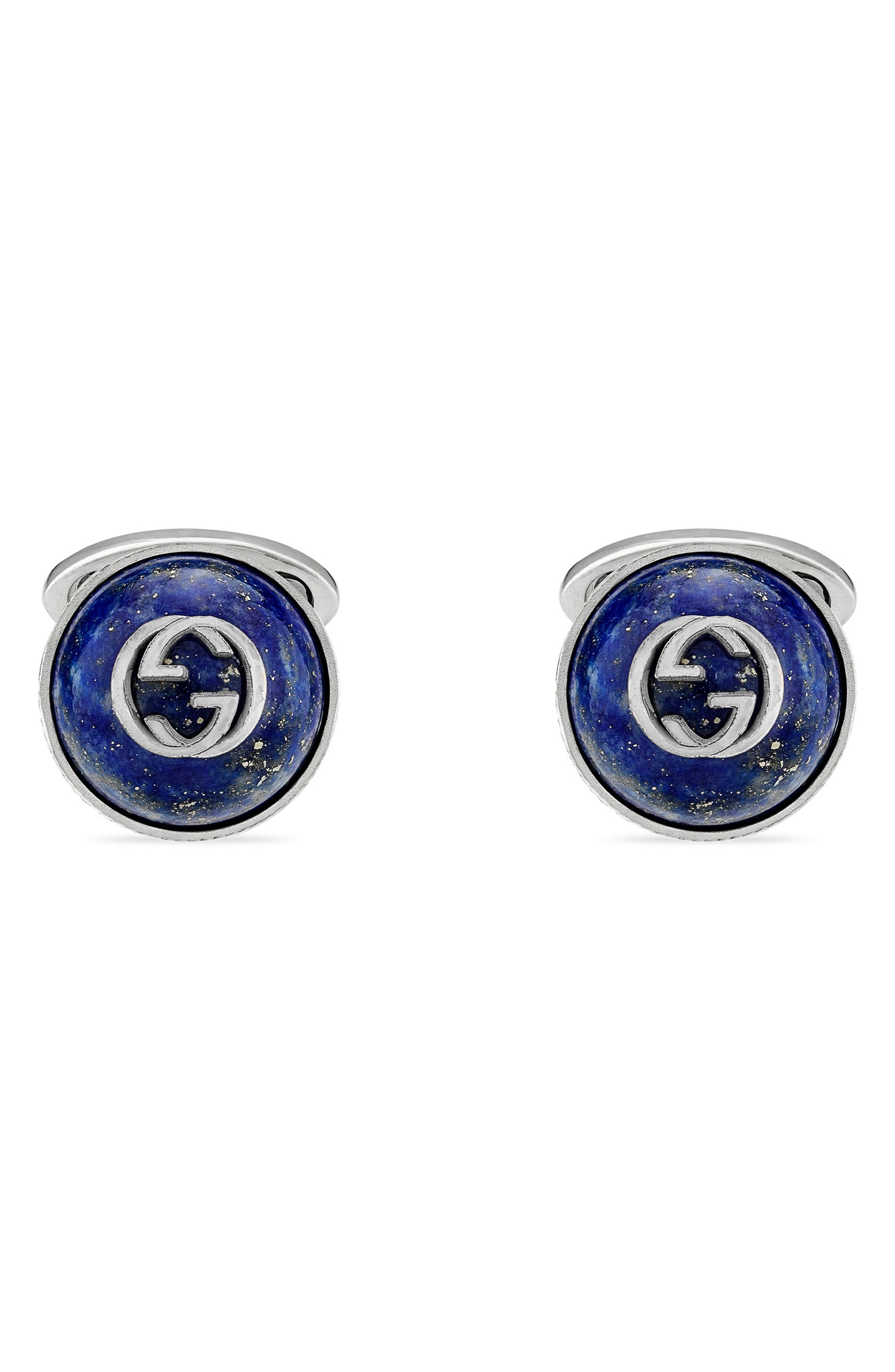 Gucci Men's Interlocking G Lapis Stone Cufflinks | Smart Closet
