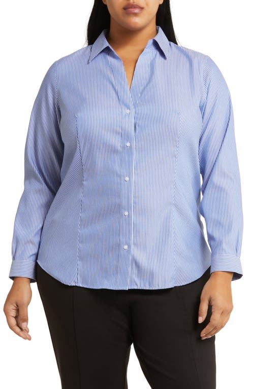 Jones New York Stripe Easy Care Shirt In Blue/white