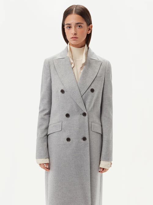 Gobi Mongolian Cashmere Cashmere Peak Lapel Long Coat In Vapor Blue