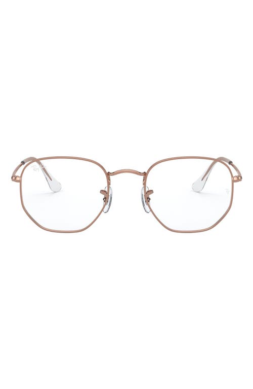 Ray-Ban Unisex 48mm Hexagonal Optical Glasses in Rose Gold at Nordstrom