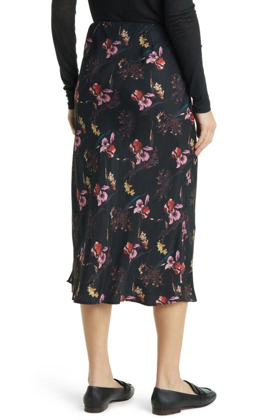 Shop Madewell Layton Floral Midi Slip Skirt In Surrelaist Floral True Black