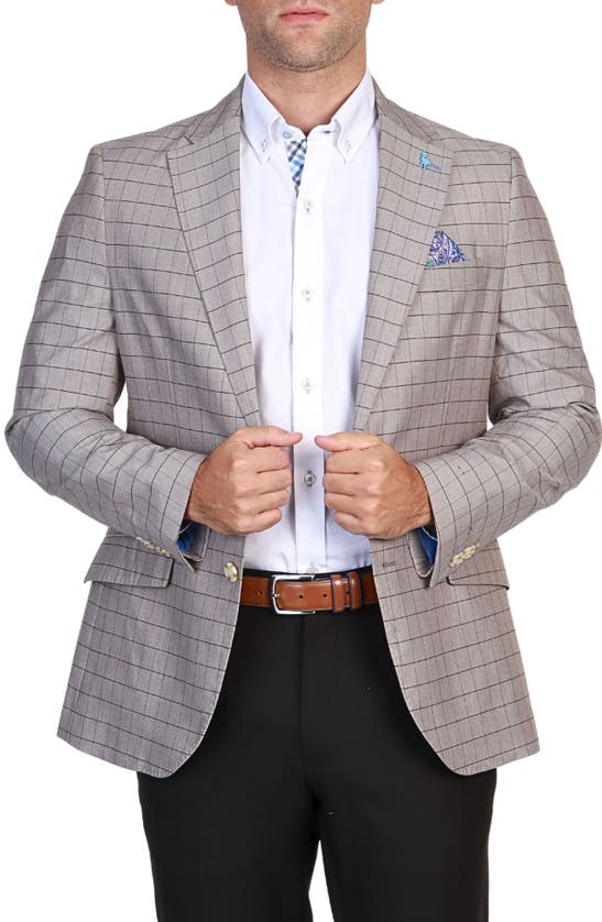 Tailorbyrd Mini Windowpane Sport Coat In Khaki