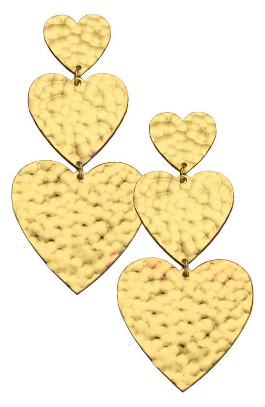 Shop Jennifer Zeuner Justina Heart Drop Earrings In Yellow Gold