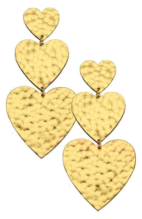 Justina Heart Drop Earrings in Yellow Gold