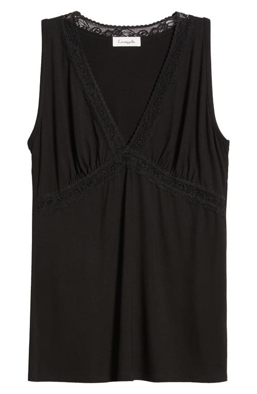 Shop Loveappella Lace Inset Tank In Black