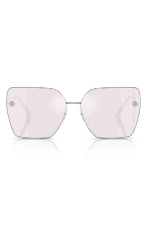 Versace 63mm Oversize Square Sunglasses In Silver