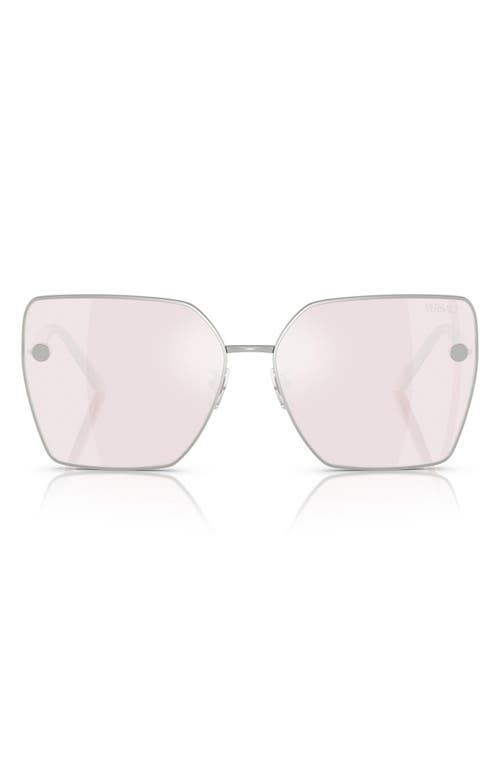 Shop Versace 63mm Oversize Square Sunglasses In Silver