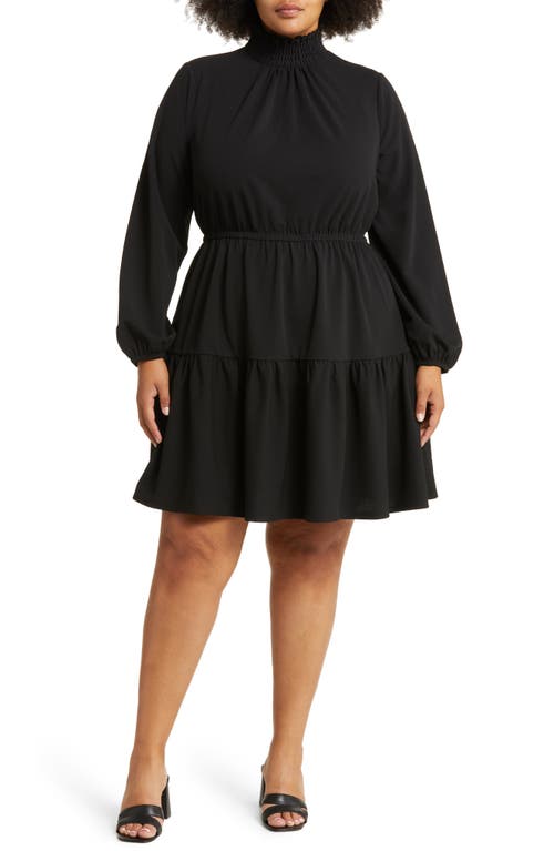 Leota Olive Mock Neck Long Sleeve Dress in Solid Black
