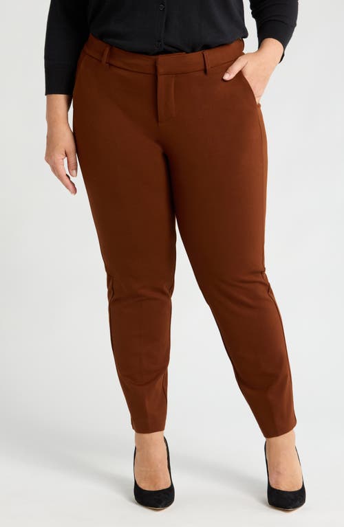 Shop Liverpool Kelsey Ponte Knit Trousers In Rich Mahogany