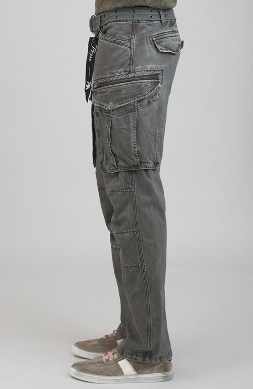 Shop Prps Backbone Belted Cargo Jeans In Gray