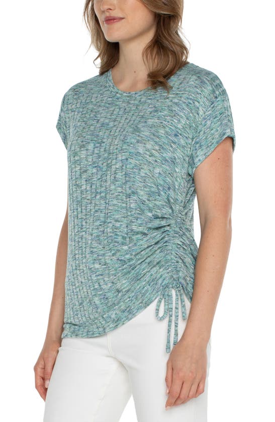 Shop Liverpool Los Angeles Ruched Space Dye T-shirt In Mermaid