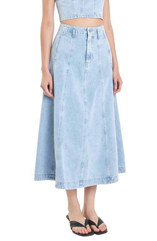 Shop Grey Lab Denim Midi Skirt In Light Denim