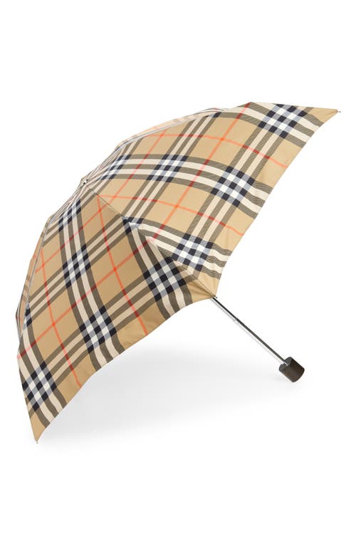 Shop Burberry Check Umbrella & Holder In Sand Ip Check