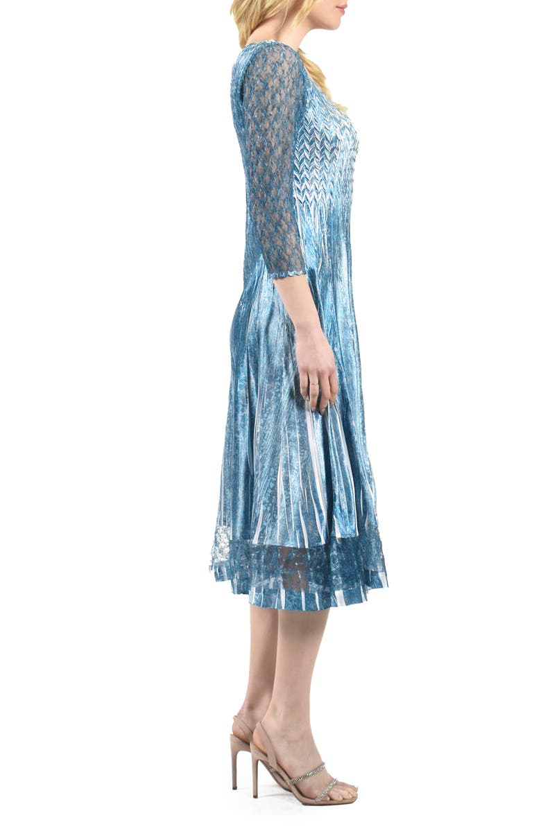 Komarov Lace Sleeve Charmeuse Cocktail Dress, Alternate, color, Velvet Stone
