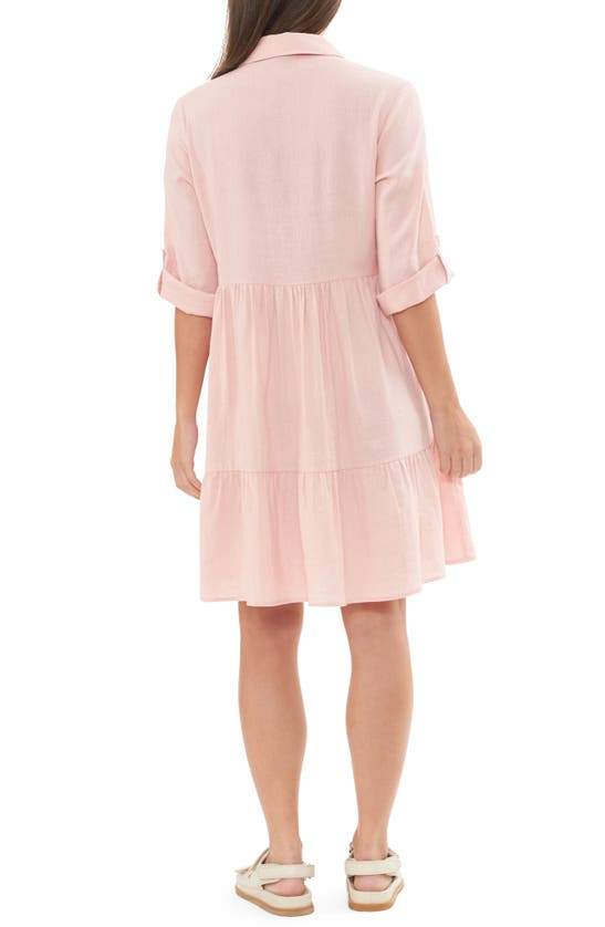 Shop Ripe Maternity Adel Linen Blend Maternity Shirtdress In Soft Pink