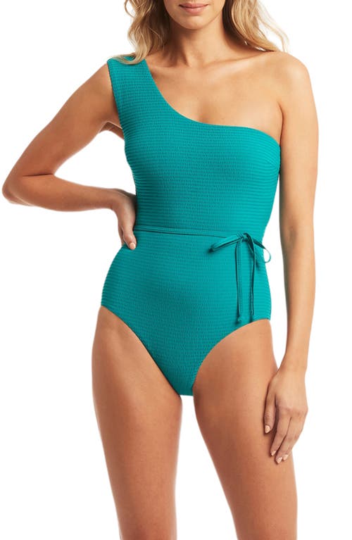 Sea Level Messina One-Shoulder Tie Waist One-Piece Swimsuit in Vermont at Nordstrom, Size 4 Us