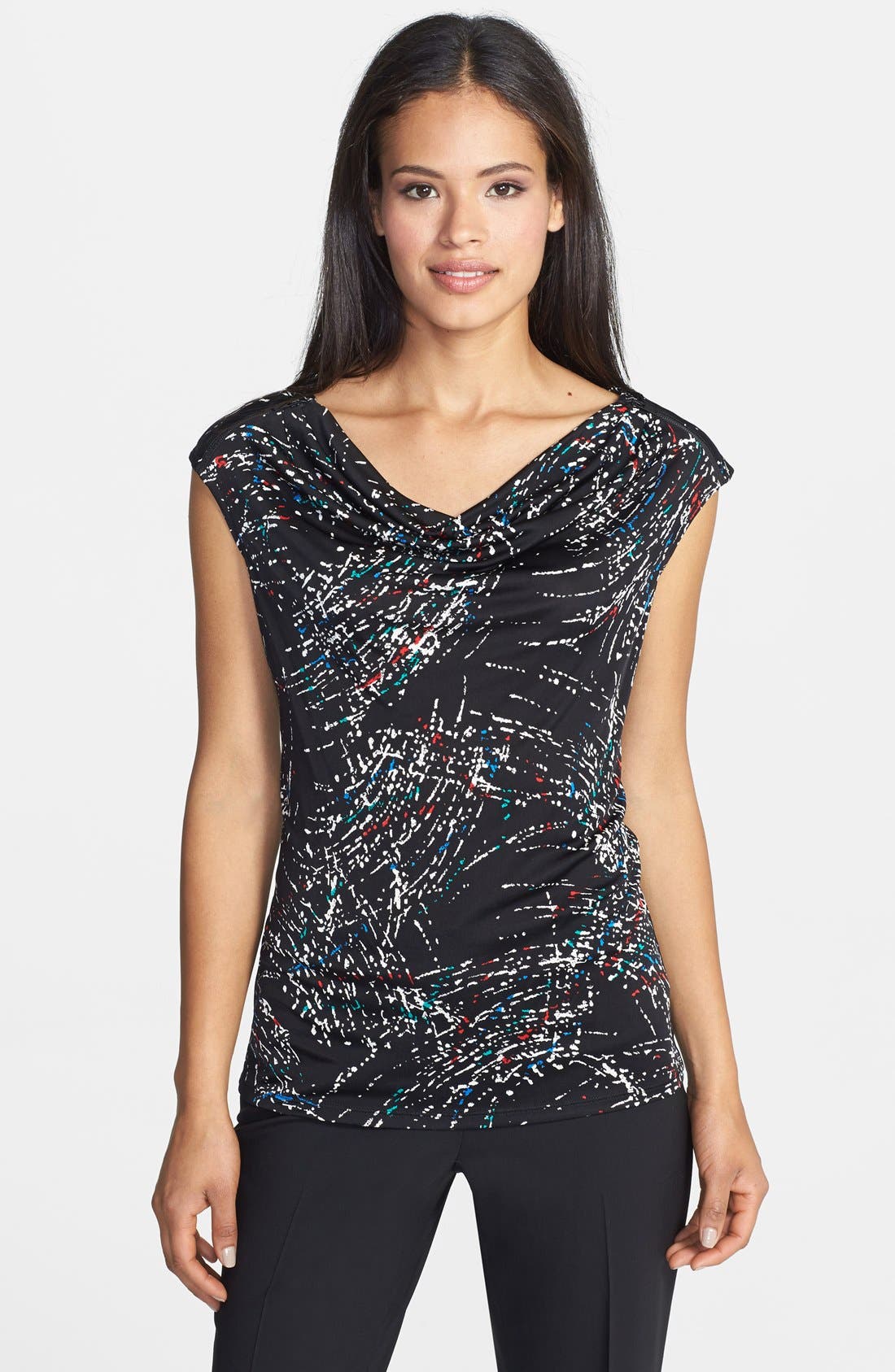 Classiques Entier® Zip Shoulder Drape Neck Top Nordstrom