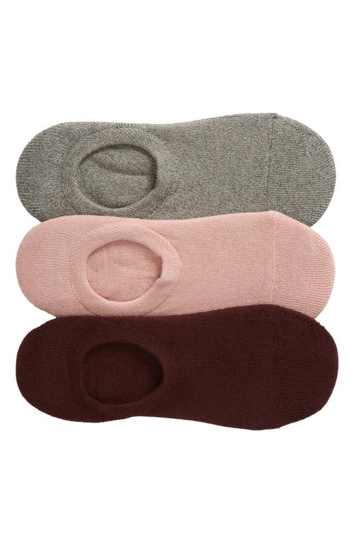 Nordstrom 3-pack Everyday No-show Socks In Pink -burgundy Multi