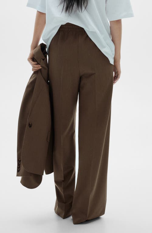 Mango Elasticized Tie Waist Relaxed Pants In Brown In Brown