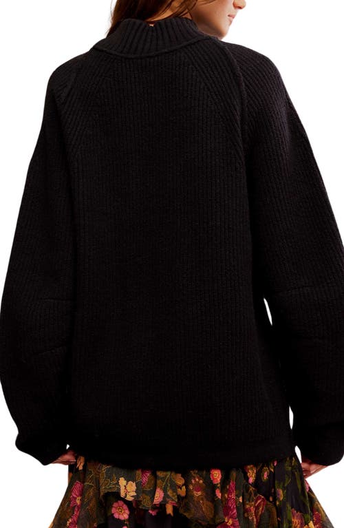 Shop Free People Sunbeam Oversize Turtleneck Sweater In Black