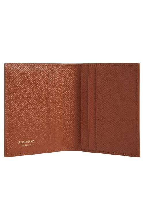 Shop Ferragamo Double Gancio Tall Leather Wallet In New Cognac