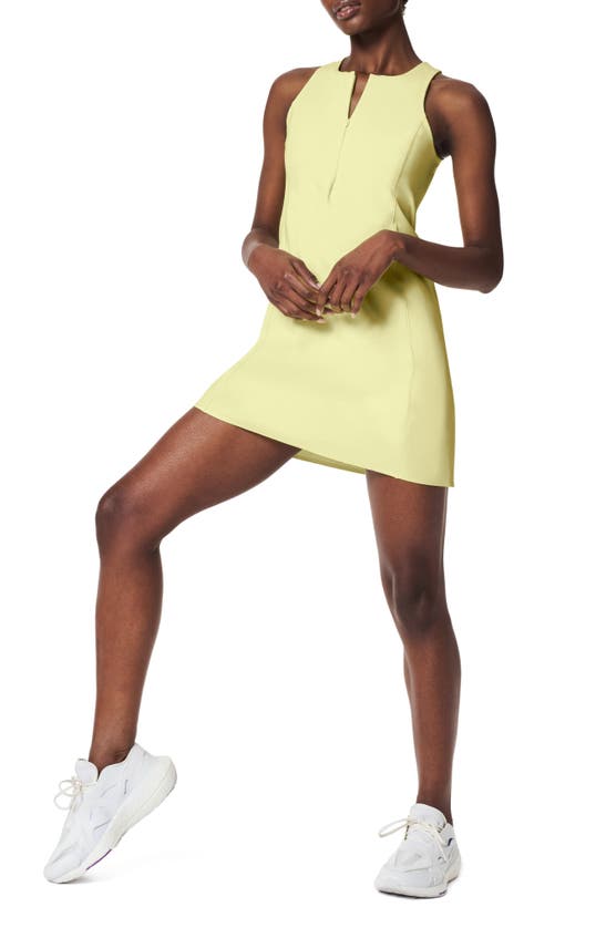 Shop Spanx Zip Front Minidress In Lemon Lime