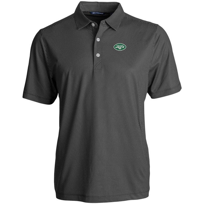 Shop Cutter & Buck Black New York Jets  Pike Eco Symmetry Print Stretch Recycled Polo