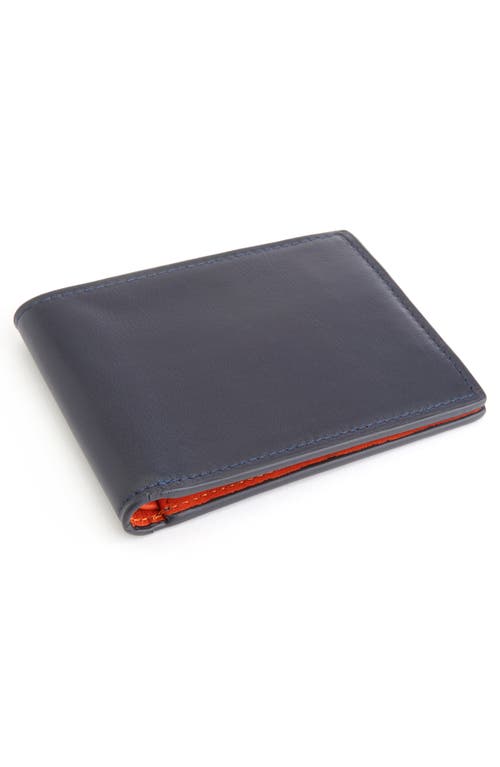 Shop Royce New York Rfid Leather Bifold Wallet In Navy Blue/burnt Orange