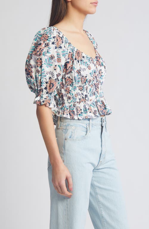 Shop Cleobella Rebecca Floral Ruffle Organic Cotton Crop Top In Miramonte Print