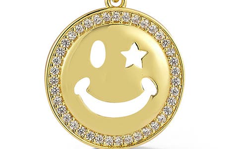 Sphera Milano Cubic Zirconia Smiley Face Pendant Necklace In Gold