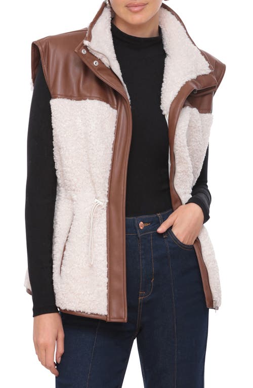 Shop Bagatelle Mixed Media Vest In Cocoa Dust/cream Combo