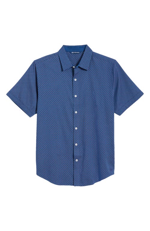 Shop Cutter & Buck Windward Jigsaw Short Sleeve Button-up Shirt In Indigo/mars