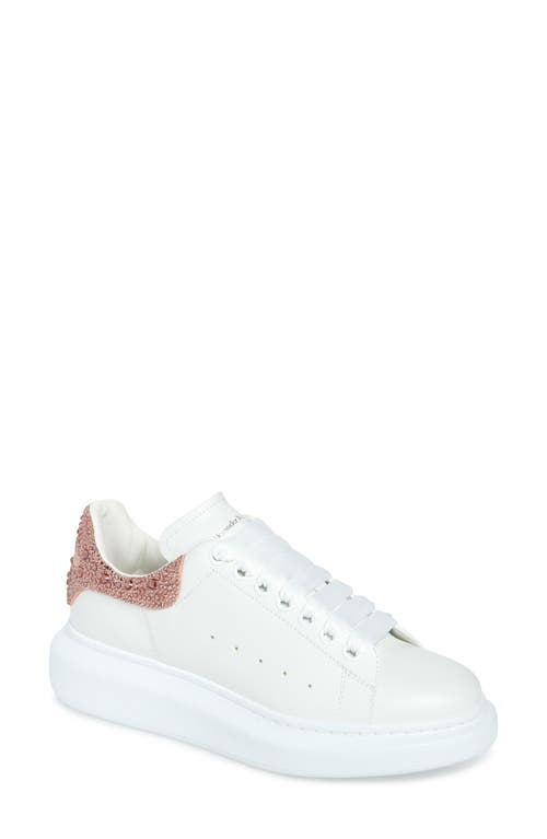 Shop Alexander Mcqueen Oversized Crystal Embellished Sneaker In White/clay