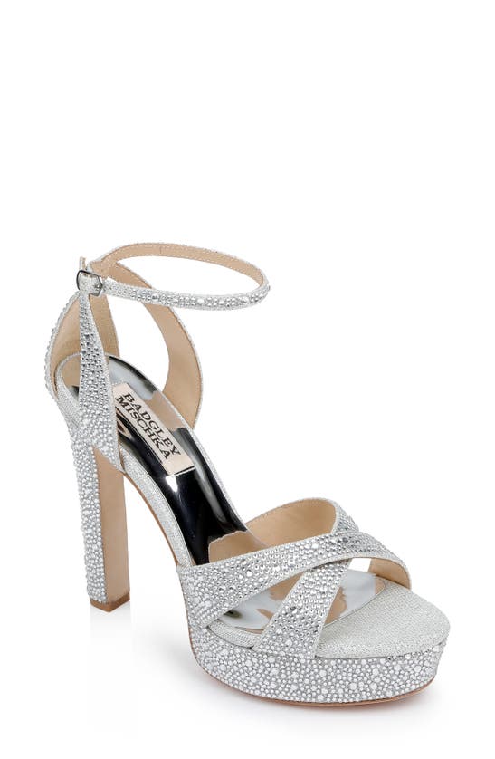 Badgley Mischka Fizzy Ankle Strap Platform Sandal In Silver