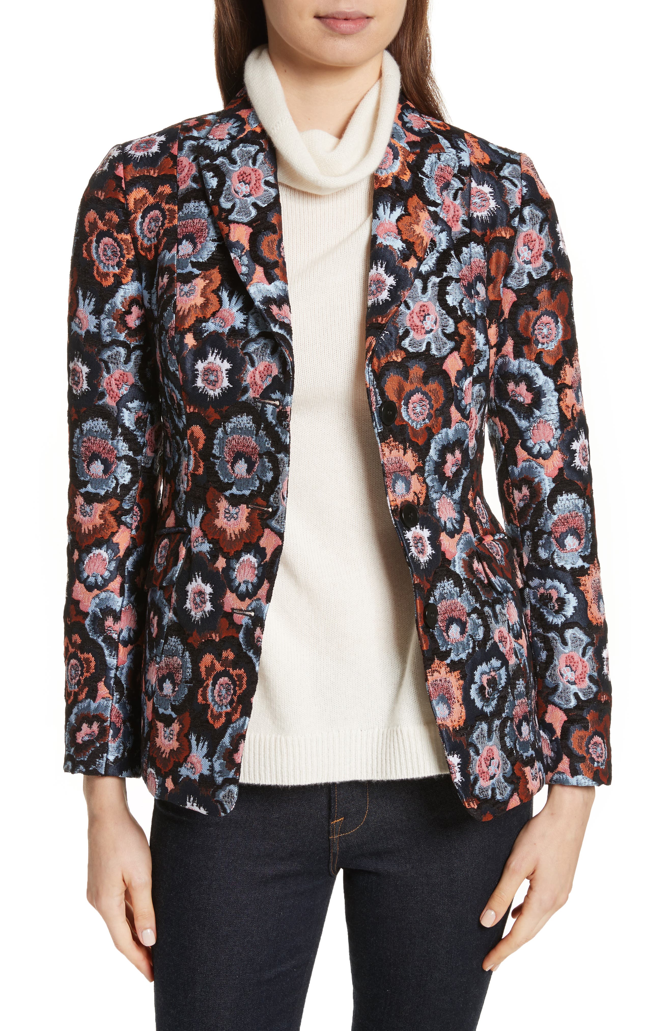 Theory Floral Jacquard Riding Jacket Nordstrom