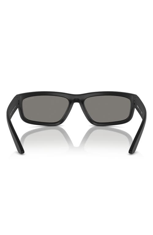 Prada Linea Rossa 59mm Rectangular Sunglasses In Black Rubber