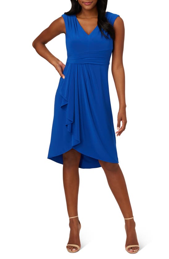 Adrianna Papell Draped Matte Jersey Dress In Rich Royal