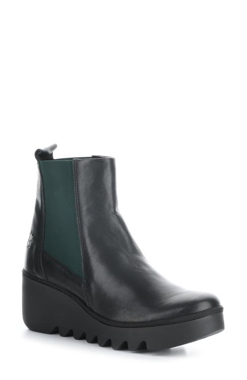 Shop Fly London Fly Long Bagu Wedge Chelsea Boot In Black/teal