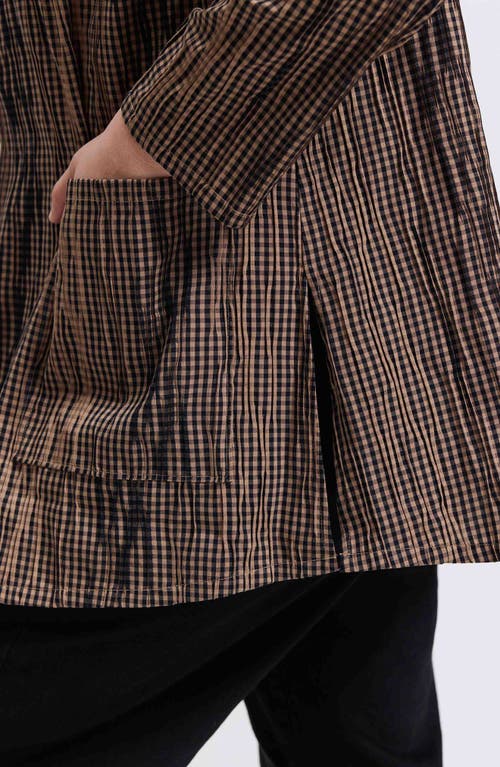 Shop Foxcroft Alana Gingham Crinkled Jacket In Almond/black