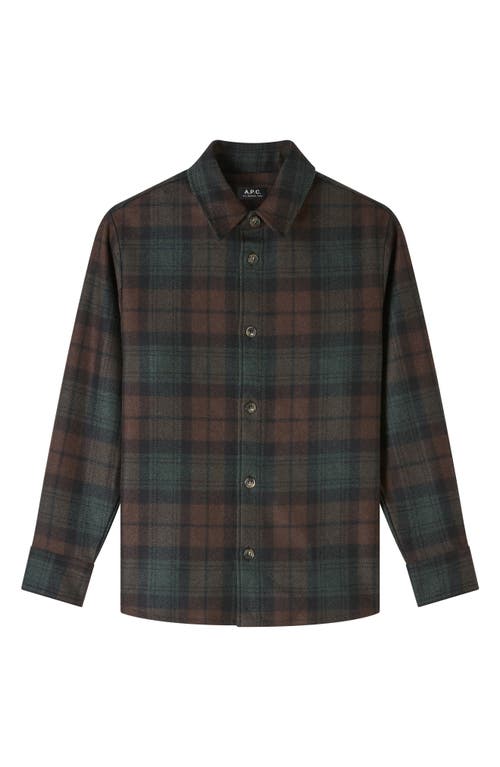 Shop Apc A.p.c. Bobby Plaid Wool Blend Button-up Shirt In Dark Brown